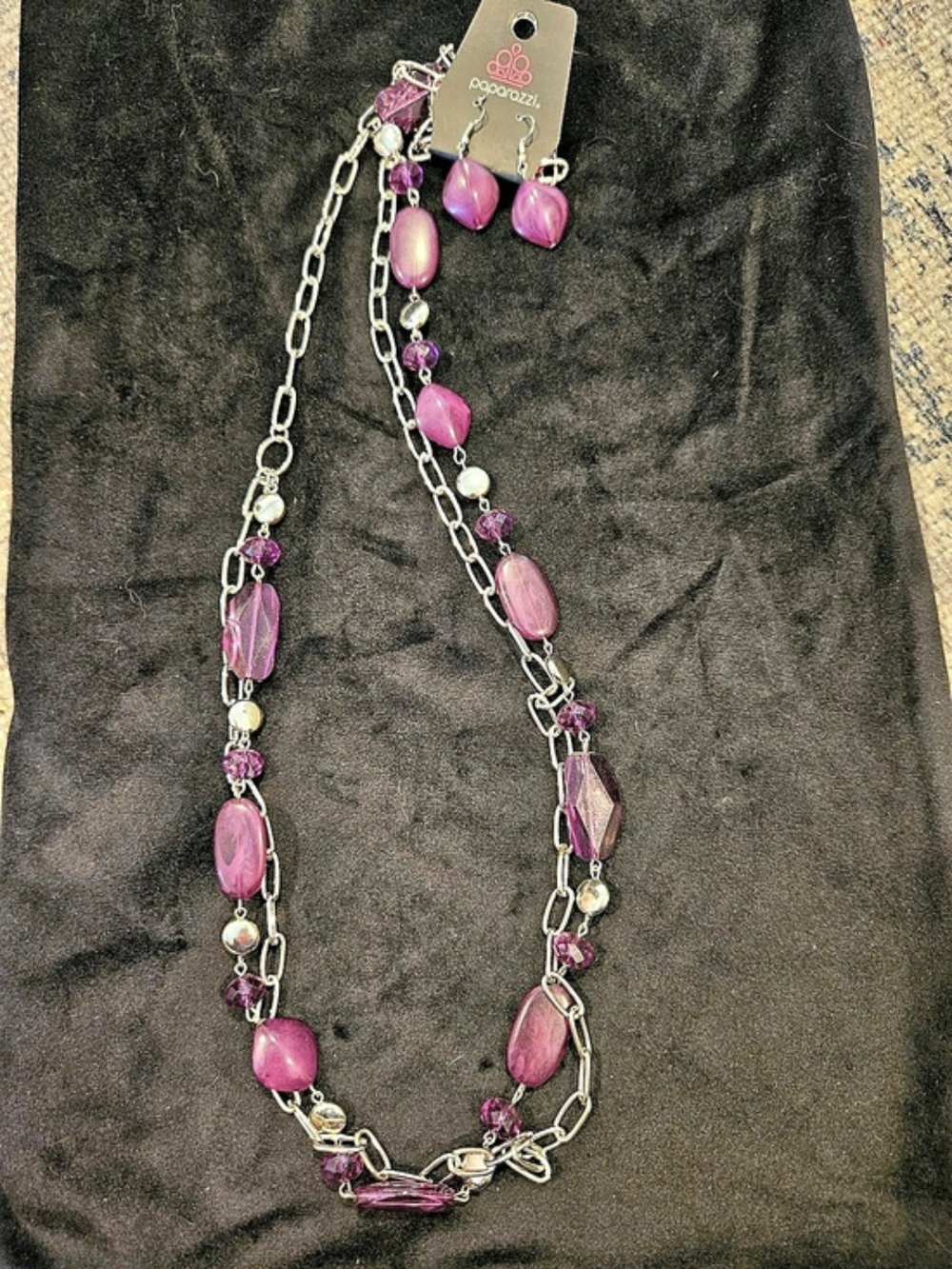 Paparazzi Purple Beaded Necklace & Earrings